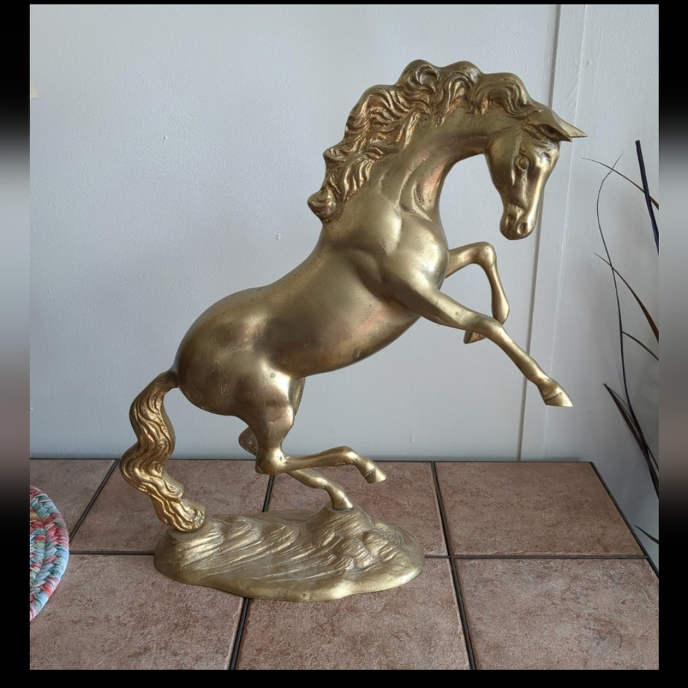 Vintage Brass Horse Sculpture
